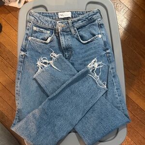 Zara Women's Straight Leg Blue Jeans